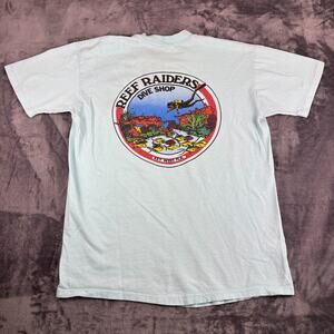Vintage Reef Raiders Dive Shop T-Shirt USA‎ Made Stedman L Scuba Key West 80s